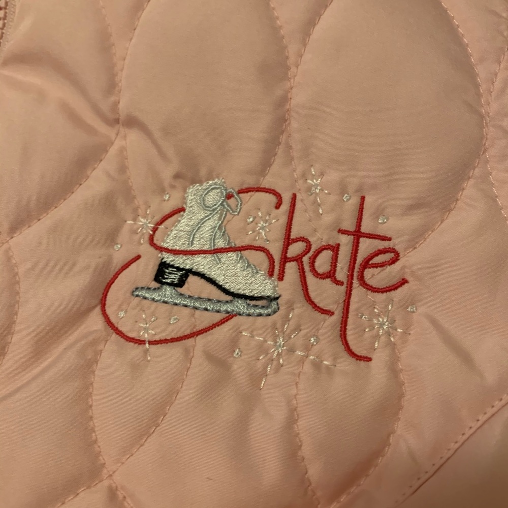 Figure Skate Embroidered Quilted Vest Pink Devon & Jones Size Medium